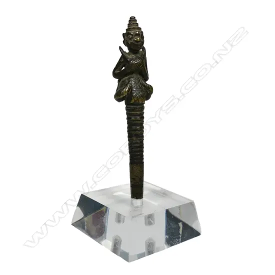 An early 20thC Upper Burma bronze tattoo weight,